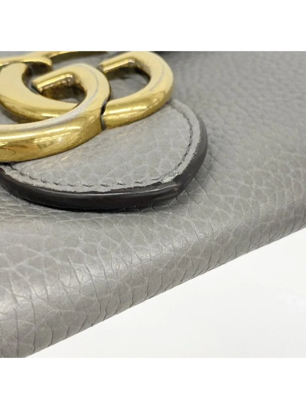 ★SOLD★ Gucci Wallet GG Marmont Leather Gray Gold - Picture 7 of 10